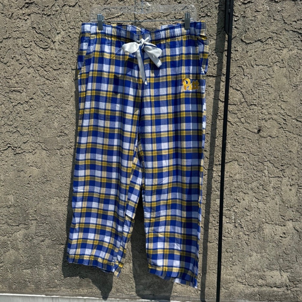 Concepts Sport Pitt Panthers Pajama Pants Women Large Blue Gold Plaid Lounge